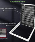 Rock Solid Universal Metal Access Panel Slick Louvered Inspection Door For Hvac Ducts And Cleanrooms Hassle Free Wall Or Ceiling Mount Tough Aluminum Build Filters Dust On The Fly, showing removable filter.