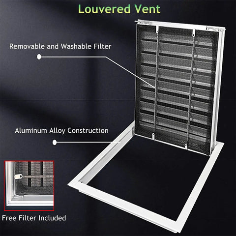 Rock Solid Universal Metal Access Panel Slick Louvered Inspection Door For Hvac Ducts And Cleanrooms Hassle Free Wall Or Ceiling Mount Tough Aluminum Build Filters Dust On The Fly, showing removable filter.
