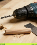 Eight Size Wooden Dowel Set Contains Three Hundred Pcs Of Premium Hardwood Dowels For Woodworking DIY Crafts And Home Projects Includes One Quarter Inch Five Sixteenths Inch And Three Eighths Inch Fluted Pins In Multiple Lengths For Strong Joints On a woodworking table with tools