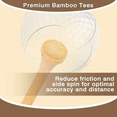 Natural Bamboo Golf Tees 200 Pack With 2-3/4 Inch And 3-1/4 Inch Sizes Available Reduce Friction And Side Spin Premium Tees