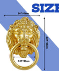 Lion Head Cabinet Pull Handle Set 12 Pack With Ring Pulls For Drawers Cabinets Wardrobes And Dressers In Gold Finish Includes Mounting Screws 66mm Long 41mm Wide 35mm Ring Diameter shown with dimensions.