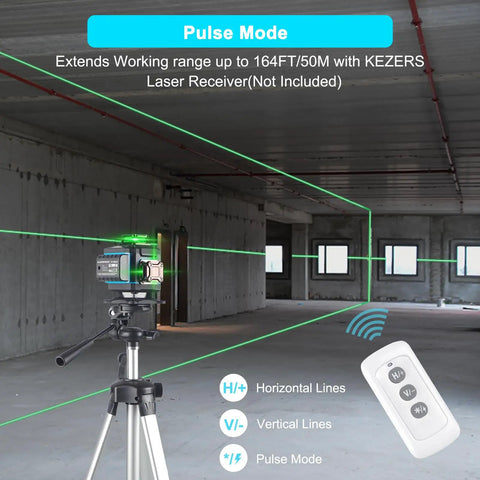 4x360 Degree Laser Level With Screen Readout, Green Laser Line, Self Leveling, Pulse Mode, Remote Control in construction site