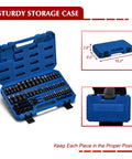 Open blue case of Beefy 71 Piece Torx And Hex Socket Set For Home And Pro Use with secure latch