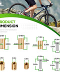 Diagram showing dimensions of Cable Stop Assortment Kit, 24 Pack Universal Fit with 1/4, 5/16, and 3/8 inch cable lock sizes.