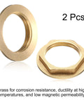 Top Shelf Brass Faucet Locknuts G3/4 Female Hex Pipe Fittings close-up of 2 brass locknuts for plumbing repairs.