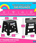 13 Inch Folding Step Stool 2 Pack No Slip Lightweight Collapsible Stool With Handy Grab Handle Supports Up To 300 Lbs Black