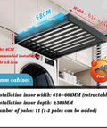 Retractable Drying Rack Under Cabinet Space Saving Pants Organizer installed above a washing machine