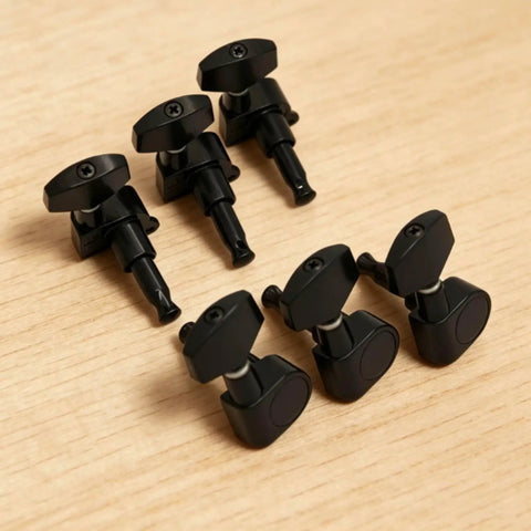 Premium Stainless Steel Acoustic Guitar Machine Heads With Sealed Keys For Smooth Rotation and Precise Pitch Control six black tuning pegs