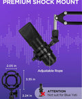 Versatile Mic Boom Arm Stand With Shock Mount Windscreen Pop Filter Clip Holder And Cable Ties For Blue Yeti HyperX USB XLR Mics