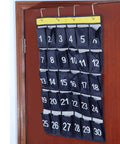 Slick Heavy Duty 30 Pocket Wall Hanging Storage Bag Oxford Cloth Organizer, navy fabric wall organizer with pockets.