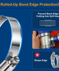 Steelsoft heavy-duty hose clamp, size 6 (1/2–3/4 in), stainless steel 304, 12-pack, adjustable worm-drive.