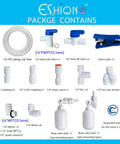 NSF Certified 1/4 Inch Push To Connect Fittings For RO Water Filter Kit includes 19 pieces, 30 ft tubing, BPA-free, with float ball valve