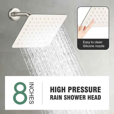 Shower Faucet Set With Tub Spout And Valve Included 8 Inch Rain Shower Head Brushed Nickel Tub And Shower Kit for Bathroom Remodel