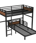 Detachable Twin XL Bunk Bed With Metal Guardrails In Walnut Finish, Space Saving Convertible Loft System That Becomes Separate Loft And Platform Beds
