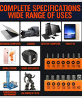 Infographic of Rugged 14 Piece Tamper Resistant Torx Bit Set In S2 Alloy Steel T5 To T40, emphasizes wide range of uses.