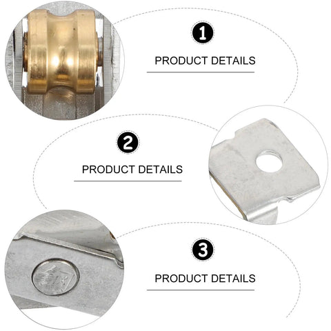 Close-up of Heavy Duty Sliding Window Roller With Dual Copper Wheels and Stainless Steel Construction details.