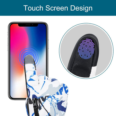 Unisex Winter Ski Gloves For Men And Women Thick Warm Waterproof Windproof Mitts With Touchscreen Pockets Pink Size M Or L showing touchscreen design