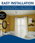 Bathroom with replacement grille cover for Roomside Series bathroom vent fans white finish easy install no fuss snap on retrofit style