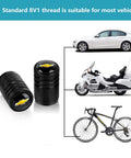4 Pack Aluminum Tire Valve Stem Caps Universal Fit For Cars SUVs Trucks And Motorcycles Black Corrosion Resistant Caps With Rubber Seal