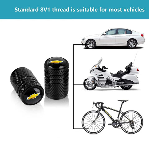 4 Pack Aluminum Tire Valve Stem Caps Universal Fit For Cars SUVs Trucks And Motorcycles Black Corrosion Resistant Caps With Rubber Seal