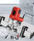 Pro-Grade Electric Tile Bevel Cutter Knocks Out Pristine Bevels On Ceramic And Porcelain, showing 1200W motor, dual grip handles, and accessories.