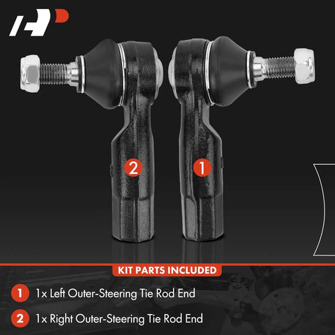 Pair Of Front Outer Tie Rod Ends For Volkswagen And Audi Vehicles, showing both left and right parts