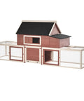 Customizable Outdoor Chicken Coop With Nesting Box And Ramp 114 Inch Wooden Hen House Double Run Poultry Pen two-tier layout