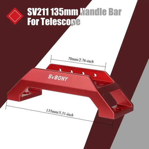 SV211 red anodized aluminum 135mm Handle Bar Dovetail Base For Telescope Finderscope Mount Bracket, side view