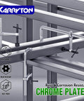 Beefy Two Pack 12 Inch F Style Welding Clamps With Replaceable Pads, Five And One Half Inch Deep Throat, Drop Forged Steel, 2900 Pound Clamping Force For Industrial DIY Projects And Heavy Duty Jigs chrome plated clamps on steel beams
