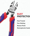 6 Inch Wire Cutters Heavy Duty CrV Steel Diagonal Pliers For Cutting Wires Craft Projects showing rust protection features