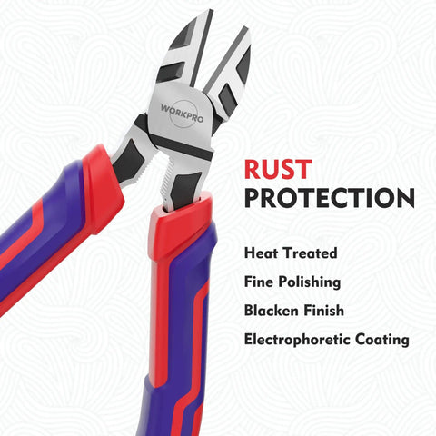 6 Inch Wire Cutters Heavy Duty CrV Steel Diagonal Pliers For Cutting Wires Craft Projects showing rust protection features