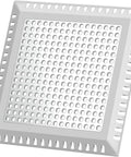 Square stainless steel hair catcher and drain strainer with silicone gasket for shower and bathroom floor drains, patented design.