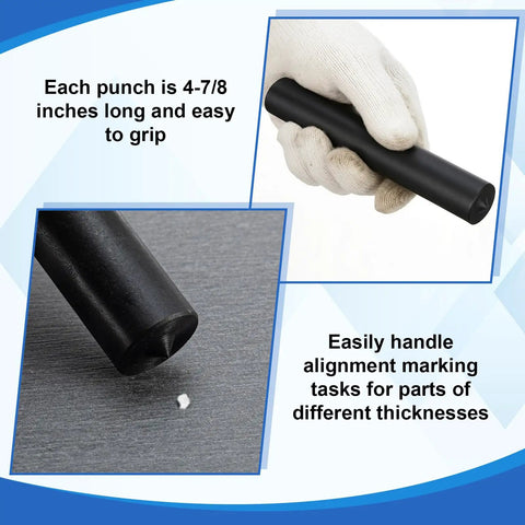 33 Piece All-In-One Transfer Punch Set With Premium Heat Treated Steel Punches From 1/2 To 1 Inch In 64th Increments, close-up
