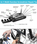 Grab And Go All In One Bike Repair Kit With Mini Pump Under Seat Bag And Tail Light 16-In-1 Multi Tool Tire Patch Kit