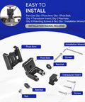 Sturdy Transducer Bracket Transom Mount Hardware Kit For Black Skimmer Transducer installation parts diagram with pivot arm, bolts, and tools.