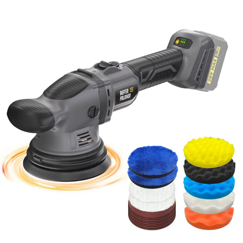 Cordless Buffer Polisher Kit 6 Inch Orbital Car Polisher With Variable Speed 1800 To 5500 RPM, 17 Polishing Accessories Included