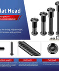 20 Piece 1/4 20 X 1 Inch Flat Head Hex Socket Cap Screws Bolts Kit 304 Stainless Steel showcasing various lengths and a flat head design.