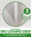 Close-up of triple-layer 3D air mesh design in Impact Golf Screen for Indoor Practice and Launch Monitor Training