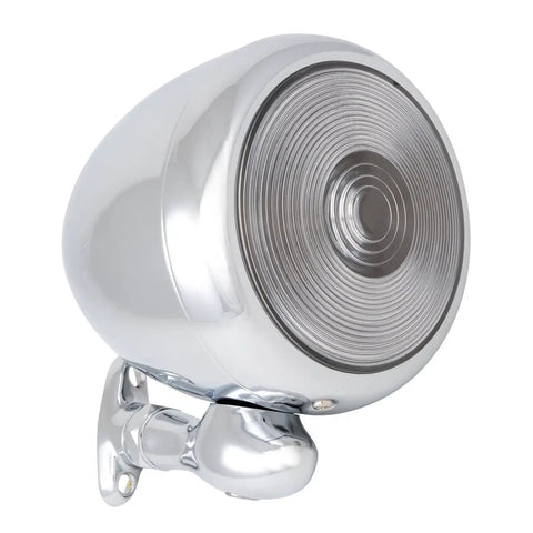 Chrome Teardrop Dummy Spot Light 5 Inch Diameter With Clear Lens, Decorative Show Light For Classic Cars, Heavy Gauge Chrome Steel Housing, Non Functional Exterior Accent