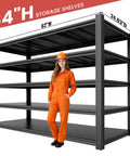 Heavy Duty Garage Shelving Rack 5 Tier Steel Storage Shelves 6000 Pounds Capacity with 84" height and 62" width.