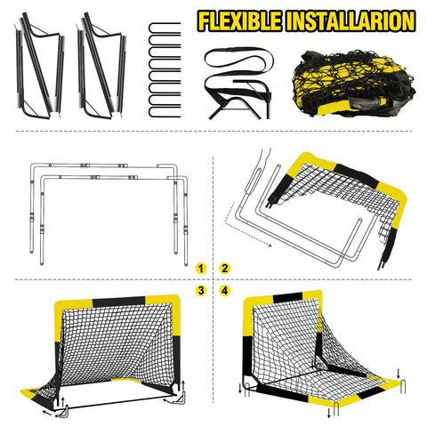 Assembly instructions for Kid Soccer Goal Set With Pop Up Nets, Targets, Cones And Ball, 4x3 Ft Portable Indoor Outdoor Soccer Training Kit