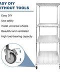 Heavy Duty Five Tier Metal Shelving Unit With Wheels For Easy Mobility And High Capacity Industrial Wire Racks Each Shelf 250kg