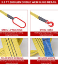 Heavy Duty Web Sling Built Tough 3.3 Ft Single Leg Strap For Lifting Up To 6600 Lbs With G80 Steel Hook Polyester Construction details