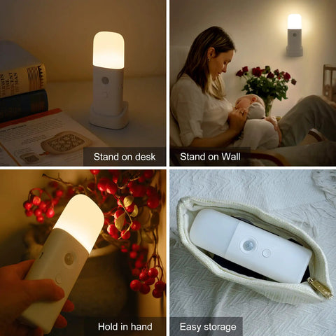 Motion Sensor Night Light Cordless Table Lamp With 2000mAh Battery Auto On Within 20 Feet Auto Off After 25 Seconds