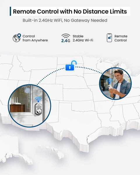 Stress Free Keyless Entry Wifi Keypad Deadbolt Smart Lock For Front Door With Remote App Control Alexa And Google Assistant Compatible Satin Nickel Finish with remote access features.