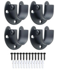 Four Pack U Shaped Closet Rod Brackets 1 Inch Versatile Wardrobe Rod Holders For Closet Curtains Heavy Duty Mounting Hardware No Fuss Install Adjustable Depth 0.9 To 2.2 Inches Fits 26 Mm Opening Diameter, black metal brackets with screws and anchors