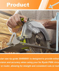 Close-up of Heavy Duty Circular Saw Guide Rip Fence Edge Cutter compatible with Ryobi 18v models P508, P501g, P506, P507 for precise cuts.
