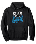 Steersperson Who Steers Into Ocean Swells Pullover Hoodie For Ocean Paddlers And Regatta Fans Rain Or Shine Built For Long Paddles And Sea Life 8.5 Oz Classic Fit With Twill Taped Neck Black showing front design