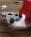 Crafthydro 21V Cordless Battery Electric Ratcheting Cable Cutter Heavy Duty Tool cutting edge with LED light feature.