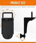 Amazon DEEAGLE shipping container jack lug with U-shaped handle, steel carbon, black; front view, 8.46 in tall